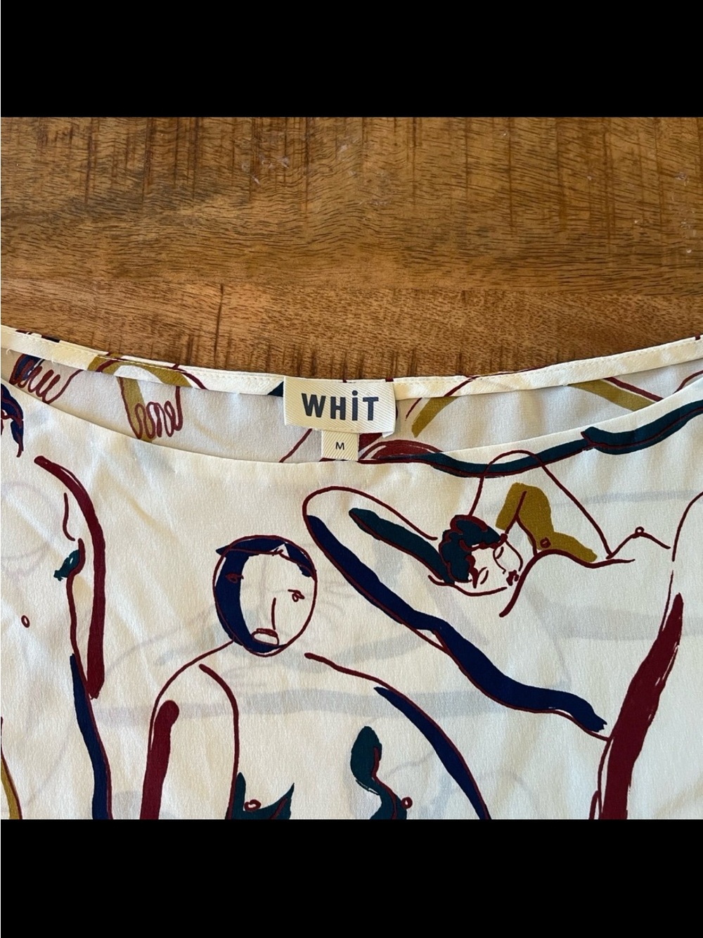 WHiT Silk ADA Tee Medium Abstract Art Boxy Minimalist Art to Wear - Picture 3 of 7
